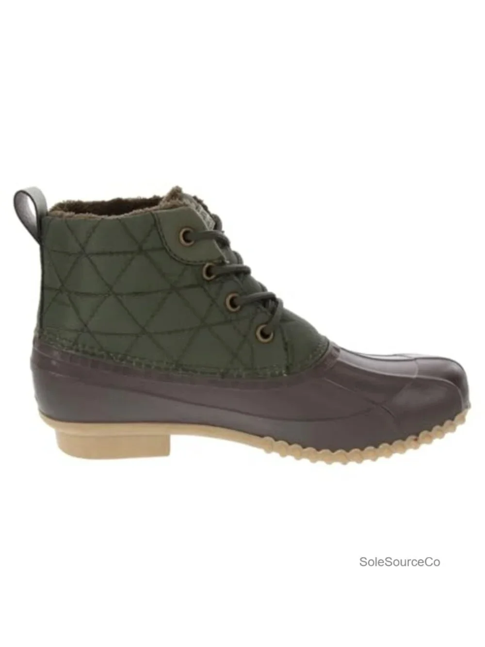 Nylon Quilted Mid-Calf Lace-Up Rain Boots Water Resistant Winter Boot